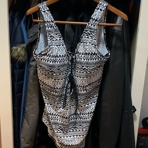 Plus Size Tie Front Swim Suit